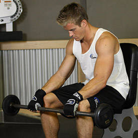 Seated Palms-Down Barbell Wrist Curl thumbnail image