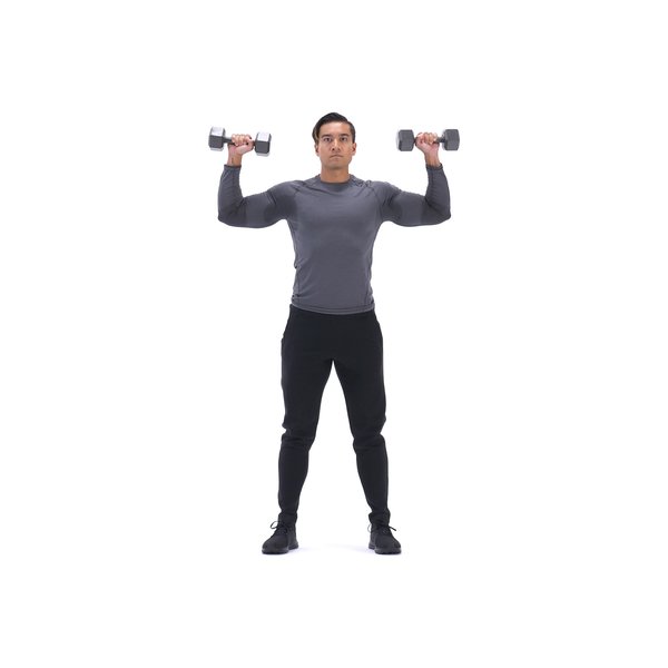 Standing dumbbell shoulder press thumbnail image