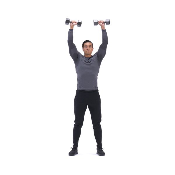 Standing dumbbell shoulder press thumbnail image