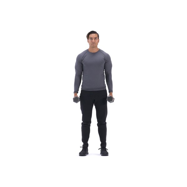 Standing dumbbell shrug thumbnail image