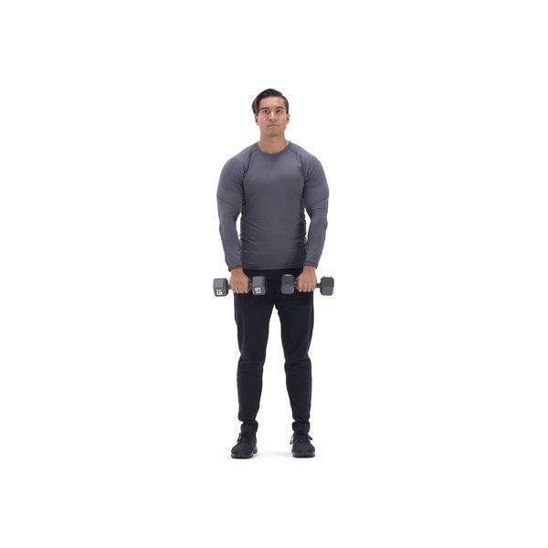 Standing dumbbell upright row thumbnail image