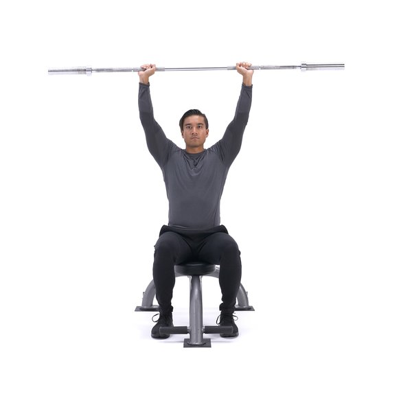 Seated barbell shoulder press thumbnail image